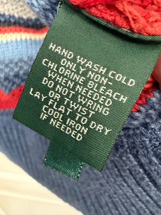 Ralph Lauren Blue-Trim Multicolor Striped Open-Front Cardigan - Picture 6 of 7